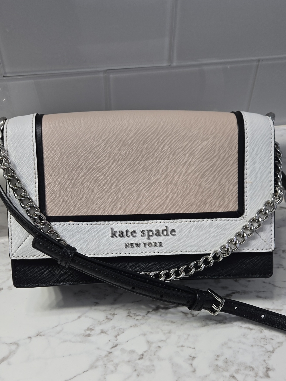kate spade New York Two-Tone Leather Crossbody Bag - Blush & White